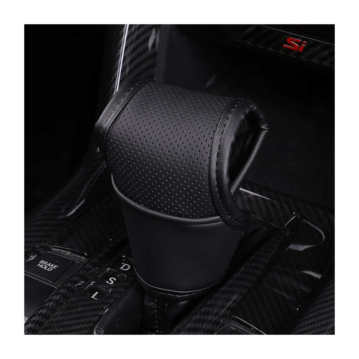 BELOMI Car Gear Shift Knob Cover, Automotive Breathable Leather Gear Shift Stick Cover Protector and Decoration Trim, Vehicles Interior Accessories Universal for SUV, Truck, RV (Black)