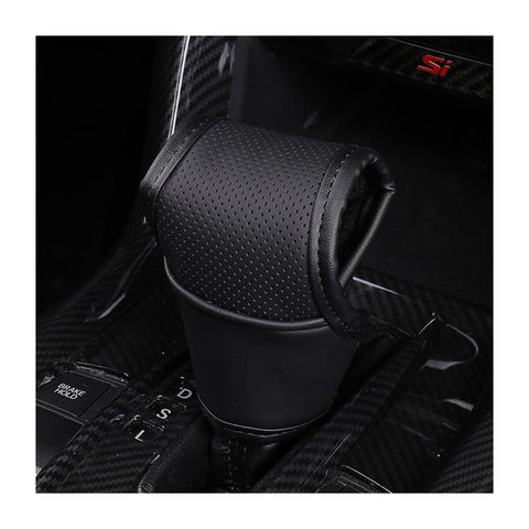 BELOMI Car Gear Shift Knob Cover, Automotive Breathable Leather Gear Shift Stick Cover Protector and Decoration Trim, Vehicles Interior Accessories Universal for SUV, Truck, RV (Black)