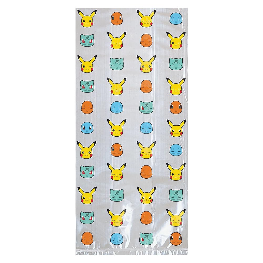 Amscan Charming Multicolor Pokemon Treat Bags - 9.5" x 4" (Pack of 16) - Perfect For Birthdays and Special Occasions