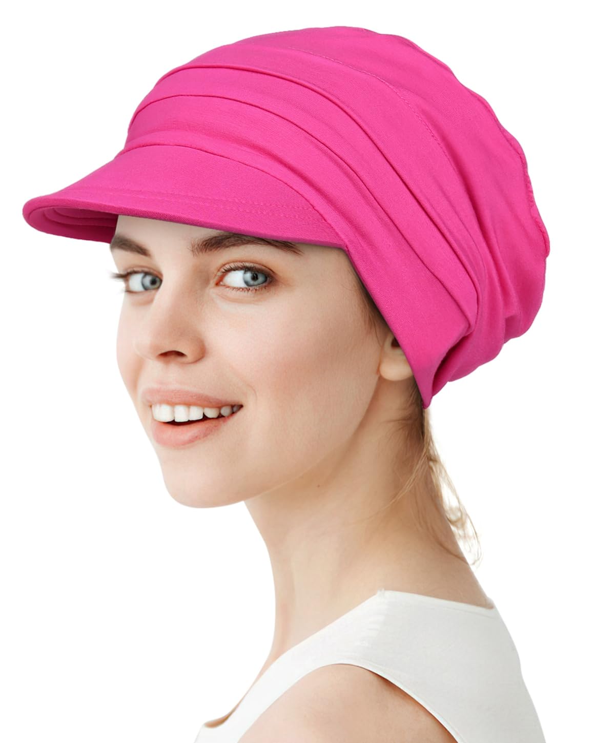 Oversize Organic Bamboo Sun Hat for Women Foldable Visor for UV Protection Rose Pink