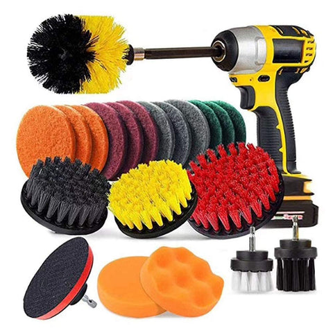 Drill Brush Attachment Set Scrub Pads Sponge Buffing Pads Extend Long Scrub Brush for Electric Drill Car Polishing Pad Kit Suitable for Cleaning Pool Tile Sinks Bathtub Brick