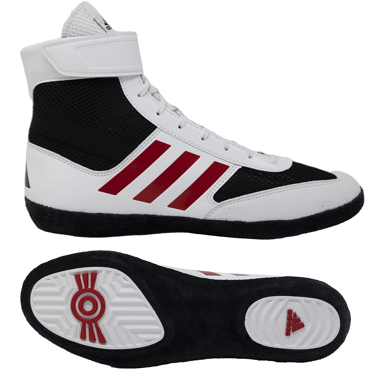 adidas Men's Combat Speed 5 Wrestling Shoe, Black/White/Red, 8.5