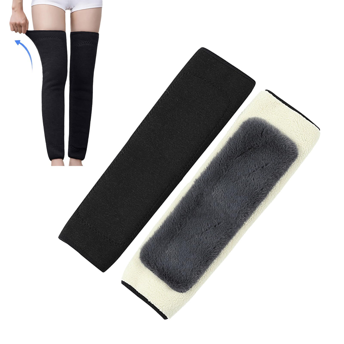 Thermal Cashmere Knee Braces Women Men Thick Long Leg Warmer Winter Windproof Knee Support Leggings Leg Sleeves Elderly Compression Knee Brace Support Protector for Arthritis Ski Cycling Running