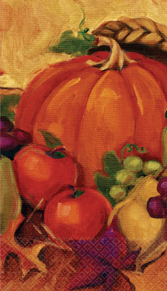 Harvest Still Life Thanksgiving Party Guest Paper Towels Tableware, 4" x 7" Pack of 16