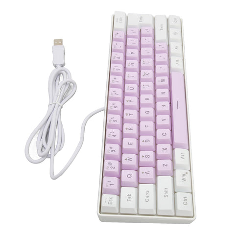 Gaming Keyboard, UV Coated Keycaps Computer Keyboard Contrast Color Wired 61 Keys for Office (#2)