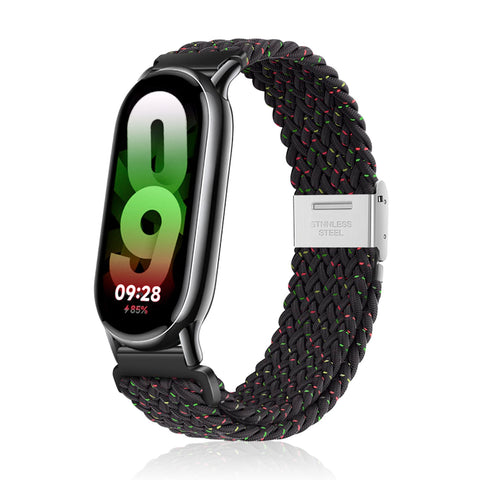 Niboow Strap Compatible with Xiaomi Smart Band 9 / Xiaomi Smart Band 8, Women Men Children Elastic Nylon Breathable Braided Watch Bands for Xiaomi Mi Band 9 / Xiaomi Mi Band 8 - Star Black