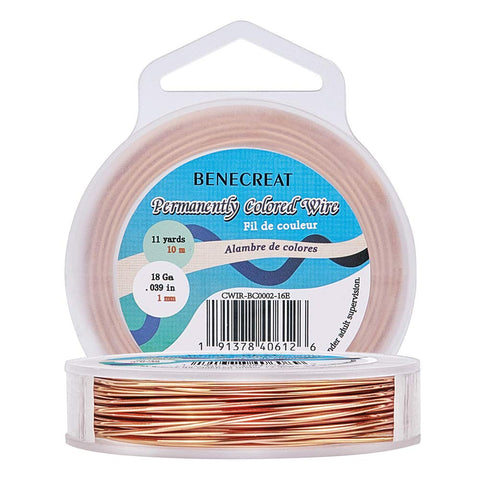 BENECREAT 18 Gauge Bare Copper Wire with Oil Coated, Solid Copper Wire for Jewelry Craft Making, 33-Feet/11-Yard