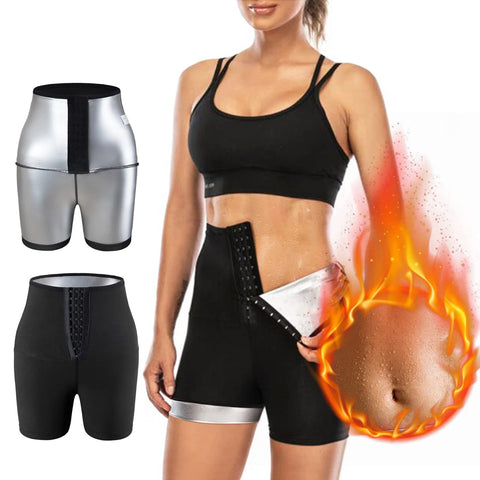 Maritown Gym Workout Leggings Womens Butt Lift Scrunch Push Up Shapewear, High Waisted Weight Loss Breasted Cycling Sauna Yoga Pants For Tummy Control, Plus Size Black Safety Shorts