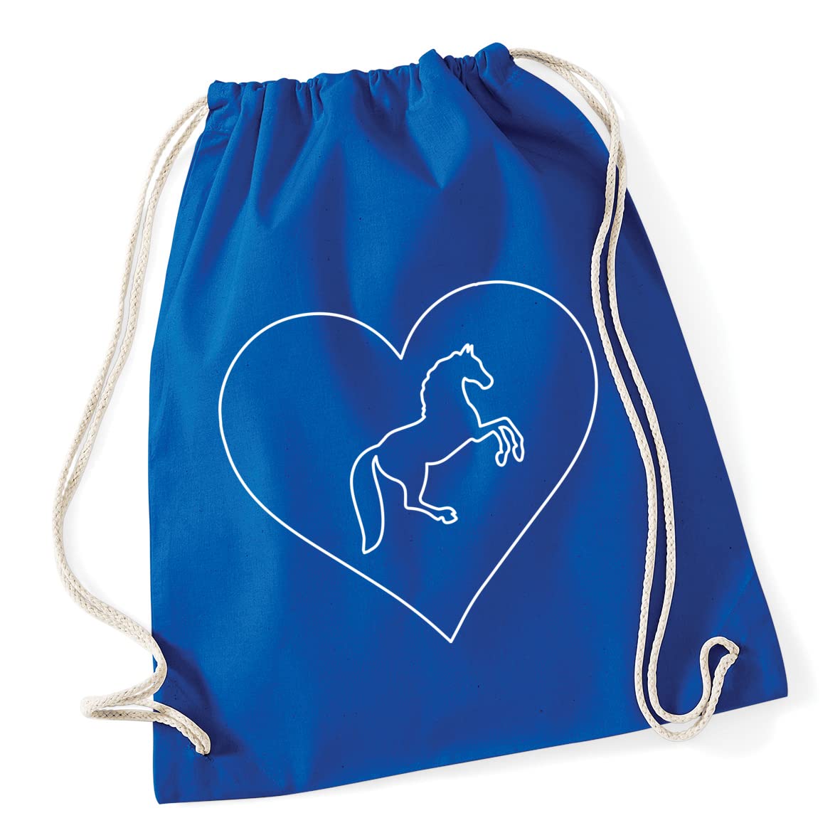 Hippowarehouse Heart Horse Riding Drawstring Cotton School Gym Bag 37cm x 46cm, 12 litres