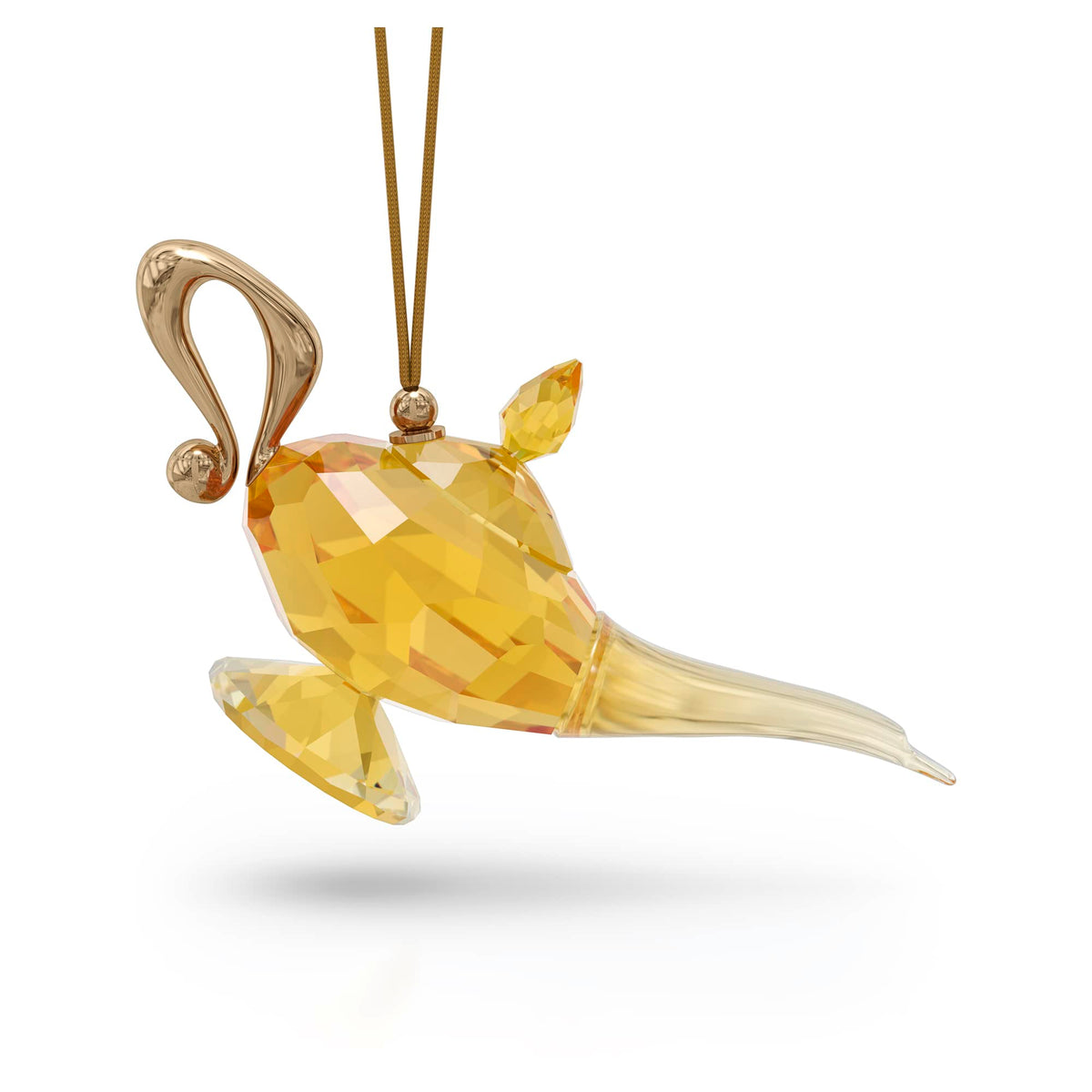Swarovski Aladdin Magic Lamp Ornament, Yellow Crystals with Gold Tone Metal, from The Aladdin Collection