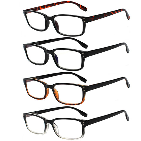 Kerecsen 4 Pack Reading Glasses for Women/Men Spring Hinges Readers Glasses Lightweight Eyeglasses (Multicolor, 1.25)