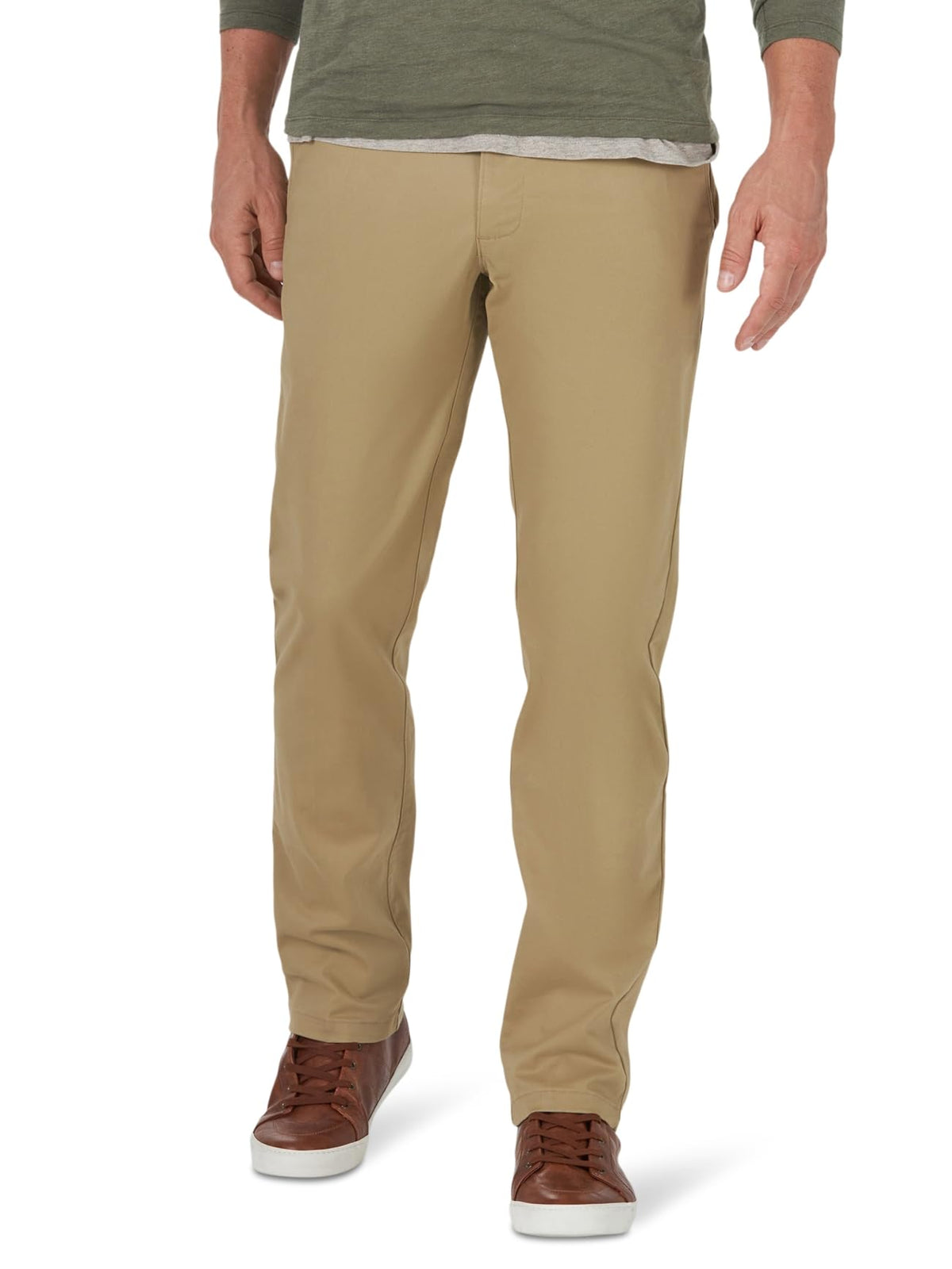 Lee Men's Extreme Motion Flat Front Slim Straight Pant Casual, Taupe, 38W x 34L