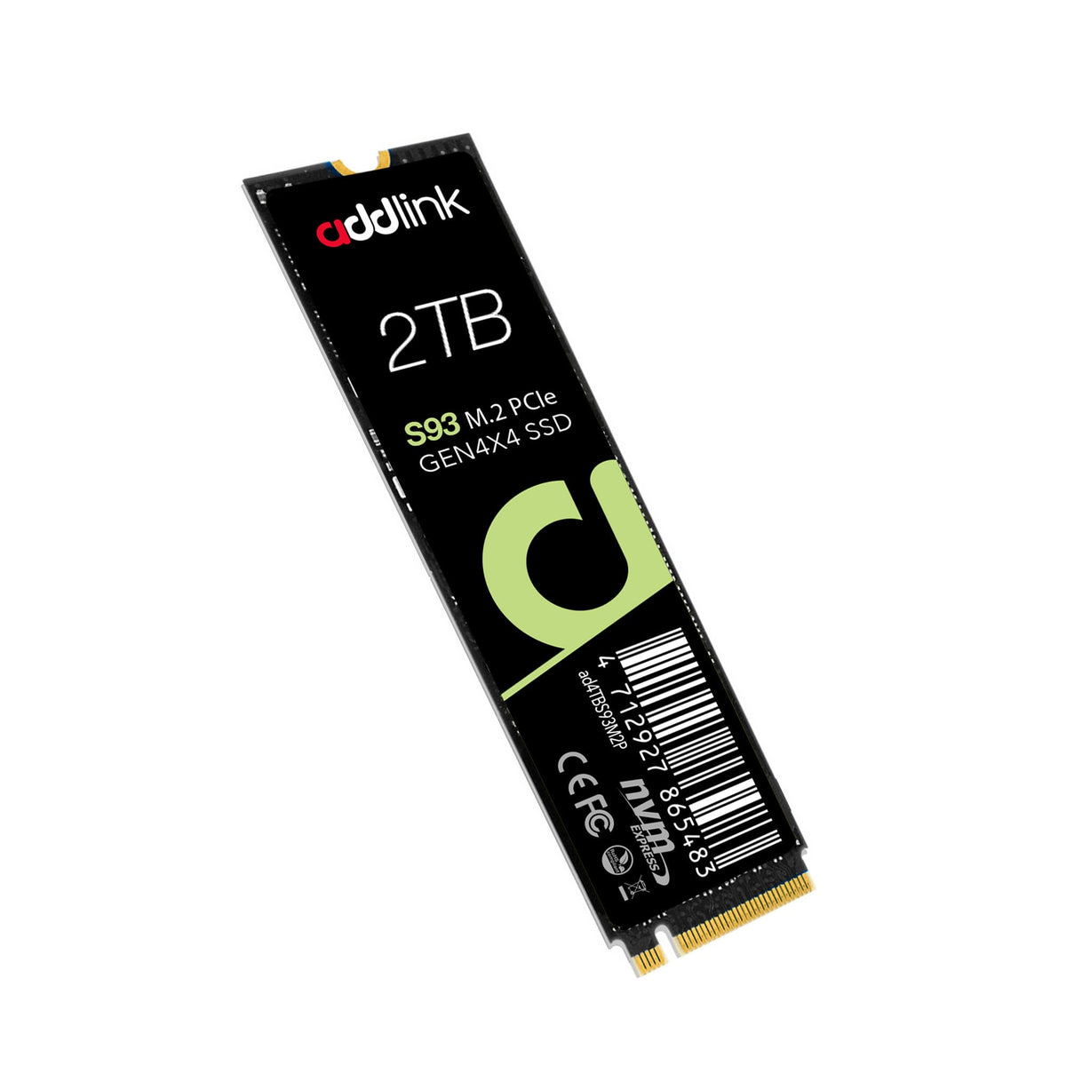 Addlink S93 2TB PCIe 4.0 NVMe SSD M.2 2280 Internal Solid State Drive, with Heatsink, Read Speed up to 7400 MB/s, Compatible with PS5 - Dram-Less SLC Cache SSD (ad2TBS93M2P)