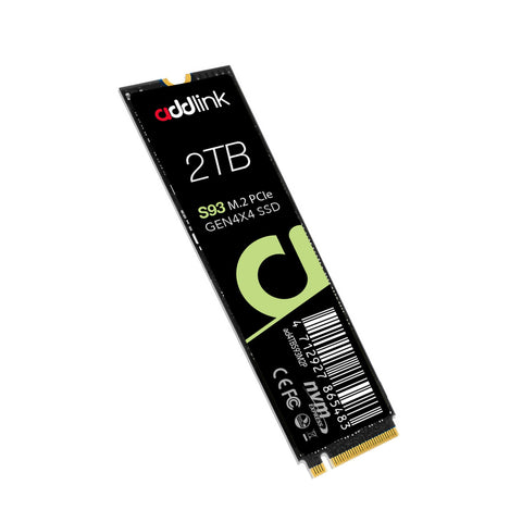 Addlink S93 2TB PCIe 4.0 NVMe SSD M.2 2280 Internal Solid State Drive, with Heatsink, Read Speed up to 7400 MB/s, Compatible with PS5 - Dram-Less SLC Cache SSD (ad2TBS93M2P)