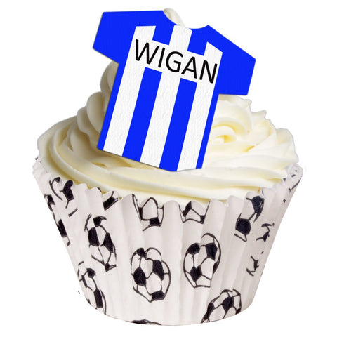 Pack of 12 - Pre-Cut Wigan Athletic Football Wafer T-Shirt Decorations 201-197