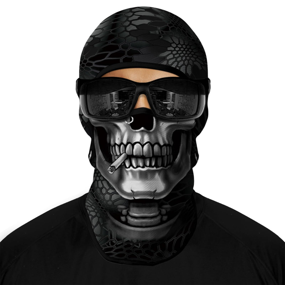 Horror Skull Balaclava, Breathable Lightweight Ski Motorbike Balaclava, Sun Protection Cosplay Ghost mask for Halloween Role Play Cycling Hiking and Outdoor Sports, One Size, Silver