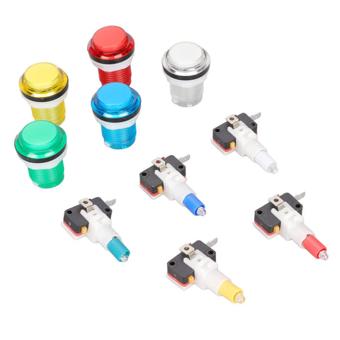 Leapiture 32mm Arcade Game Push Button, Arcade Machine Butto with 5 Colors LED Light Self Reset DIY Arcade Machine Button Switch for Gamepads