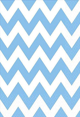 Party Perfect Disposable Chevron Print Luncheon Napkins Tableware, 16 Pieces, Made from Paper, Pastel Blue, by Amscan