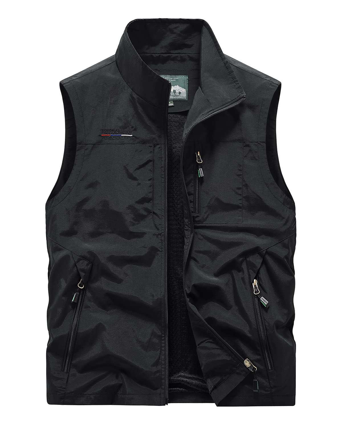 Oralidera Men's Multi Pocket Mesh Vest Sleeveless Top Jacket Outdoor Fishing Camping Waistcoat Travelling Hiking Gilet, Black, XXL