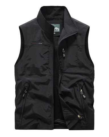Oralidera Men's Multi Pocket Mesh Vest Sleeveless Top Jacket Outdoor Fishing Camping Waistcoat Travelling Hiking Gilet, Black, XXL
