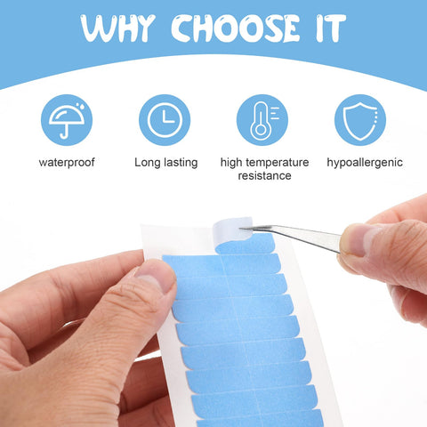 WLLHYF 60 Pieces Hair Extension Tape No-Residue Double Sided Hair Weft Replacement Tapes Pre-cut Wig Adhesive Toupee Tape Beauty Tool for Human Hair Extensions