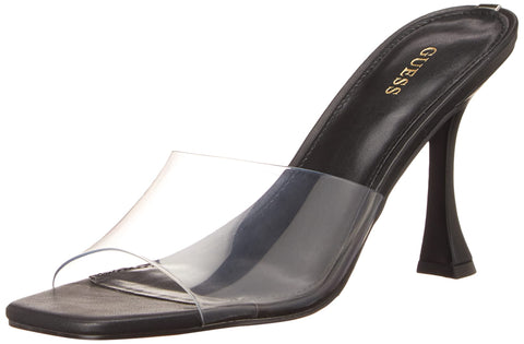 Guess Women's Hambree Heeled Sandal, Clear/Black, 8