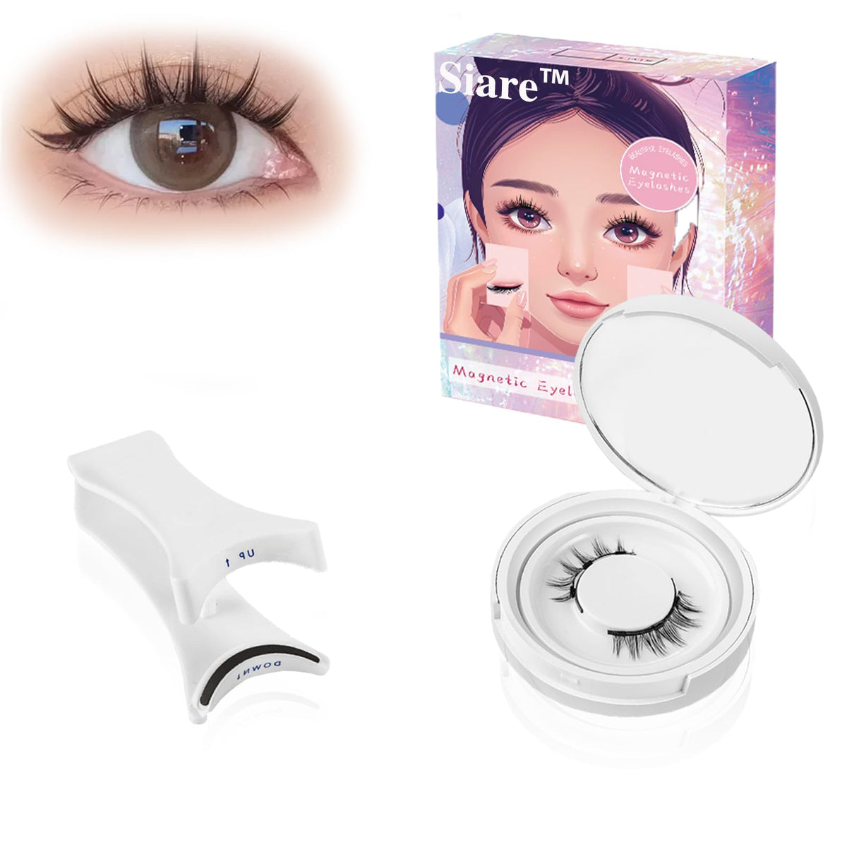Generic SiareÃƒÆ’Ã†â€™Ãƒâ€šÃ‚Â¢ÃƒÆ’Ã‚Â¢ÃƒÂ¢Ã¢â‚¬Å¡Ã‚Â¬Ãƒâ€¦Ã‚Â¾ÃƒÆ’Ã¢â‚¬Å¡Ãƒâ€šÃ‚Â¢ Magnetic Eyelashes Kit, Which can be Reused Natural Magnetic Eyelashes and Waterproof, Natural, Light, No Glue, Easy to Wear and Remove for All-Day Comfort, Black