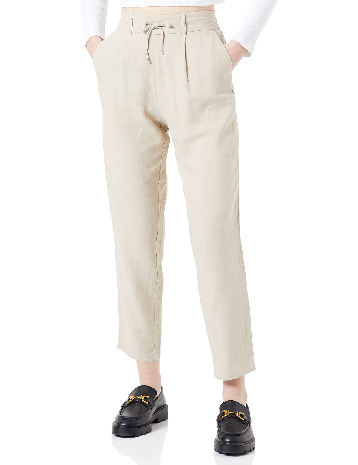 ONLY Women's ONLCARO-POPTRASH Easy Linen BL PNT Pants, Oxford Tan, L / 32L