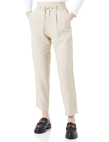 ONLY Women's ONLCARO-POPTRASH Easy Linen BL PNT Pants, Oxford Tan, L / 32L