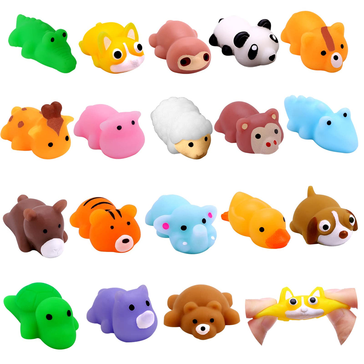 DIYDEC 18pcs Mochi Squishy Toys, Mini Jungle Animals Squishies Soft Squeeze Fidget Toys Kawaii Stress Relief Toys Party Bags Fillers for Boys Girls Birthday Party Favors Gifts