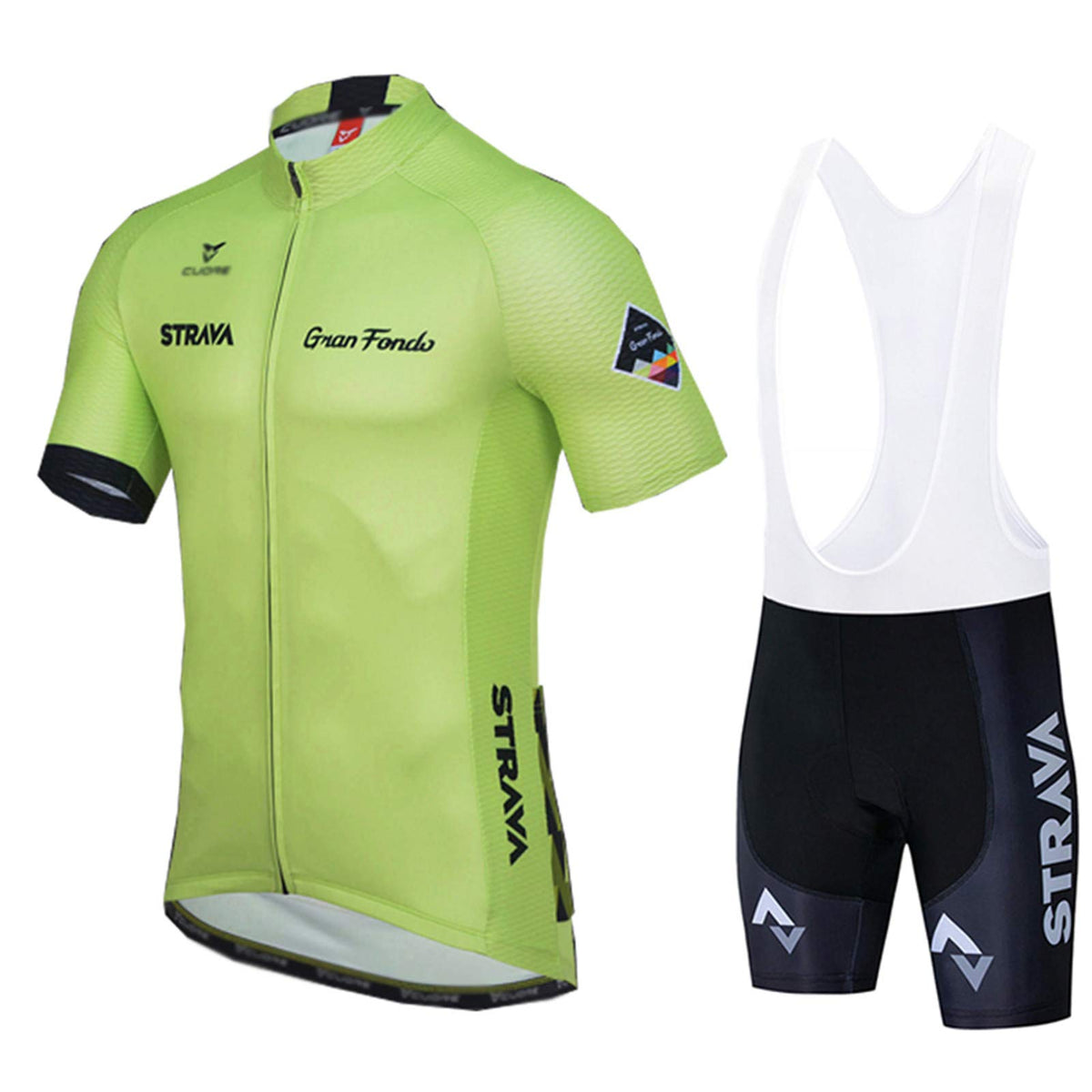 Men?s Summer Cycling Short Sleeve Top and Gel Bib Shorts Set, Short Sleeve Cycling Suits Set, Cycling Jersey Kits Breathable MTB Clothing Suits (Light green 2,M)