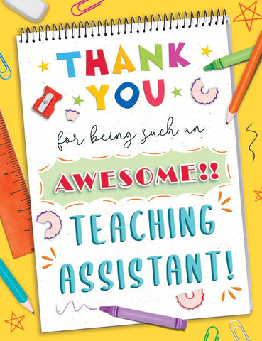 Piccadilly Greetings Thank You Teacher Teaching Assistant Card Notepad - 8 x 6 inches