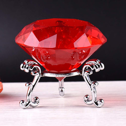 F-ber 1pc Big 60mm Deep Ruby Red 60mm Cut Glass Crystal Giant Diamond Jewel Paperweight