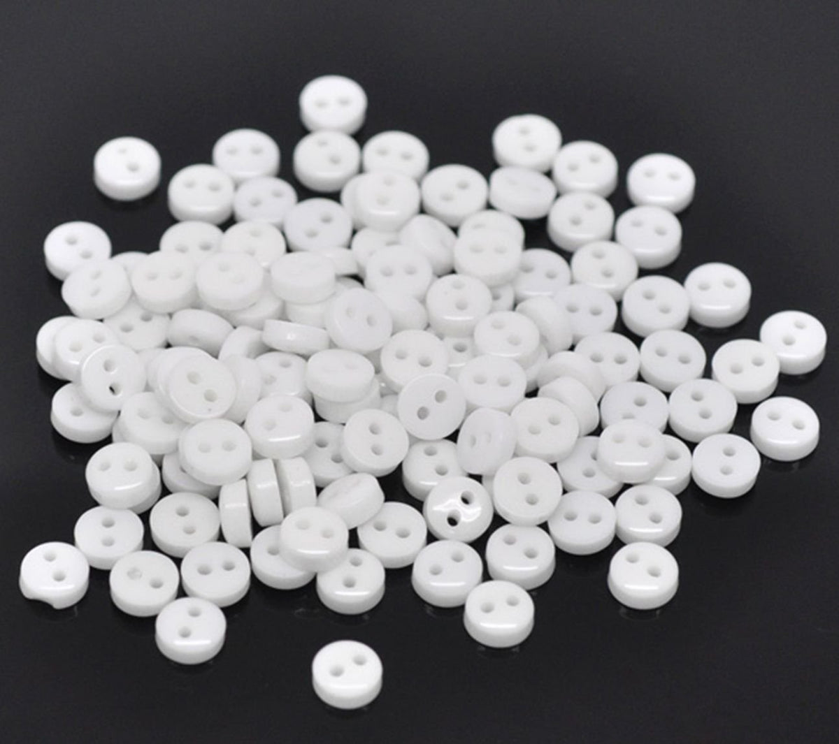 100 White Round 6mm Resin Buttons with 2 Sewing Holes. for Clothes Making, Art, Scrapbooking, and Many Other Crafts
