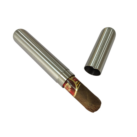 CNFLASK Stainless Steel Single Cigar Tube Can Hold 6.5" Length & 0.76" Diameter Cigar Case Pocket Cigar Holder (Brush Finish, Single Cigar Tube)