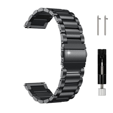 JUSUTEK 2025 Universal Titanium alloy Watch Band 16/18/20/22mm Metal Watchband Quick Release Strap Watch Band Titanium Bands Compatible for Men Women (Black-B, 20MM)