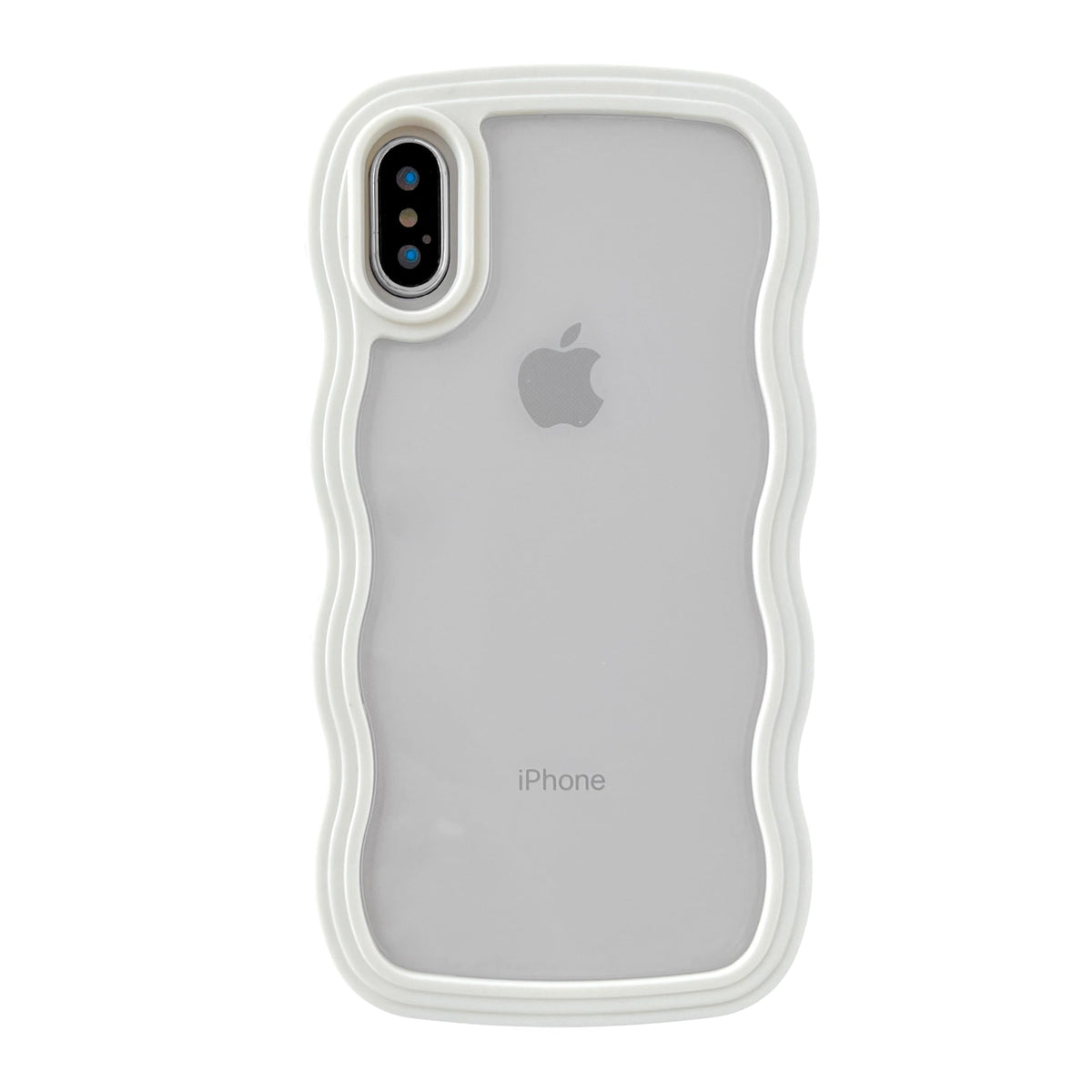 Caseative for iPhone X/Xs Case, Cute Curly Wave Frame Shape Shockproof Soft Compatible with iPhone Case (White,iPhone X/Xs)