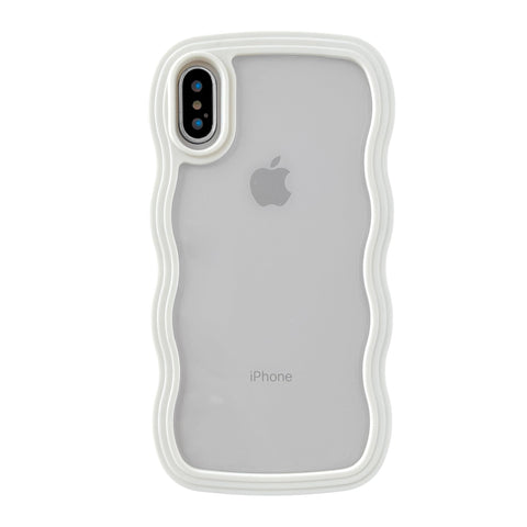 Caseative for iPhone X/Xs Case, Cute Curly Wave Frame Shape Shockproof Soft Compatible with iPhone Case (White,iPhone X/Xs)