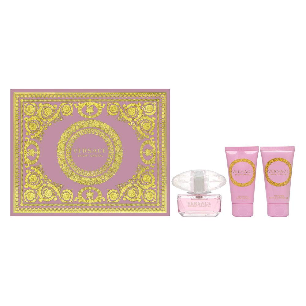 Versace Bright Crystal for Women 3 Piece Set Includes: 1.7 oz Eau de Toilette Spray + 1.7 oz Bath & Shower Gel + 1.7 oz Body Lotion