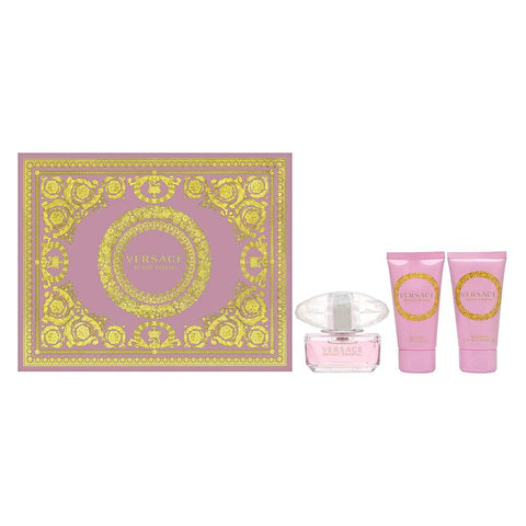 Versace Bright Crystal for Women 3 Piece Set Includes: 1.7 oz Eau de Toilette Spray + 1.7 oz Bath & Shower Gel + 1.7 oz Body Lotion