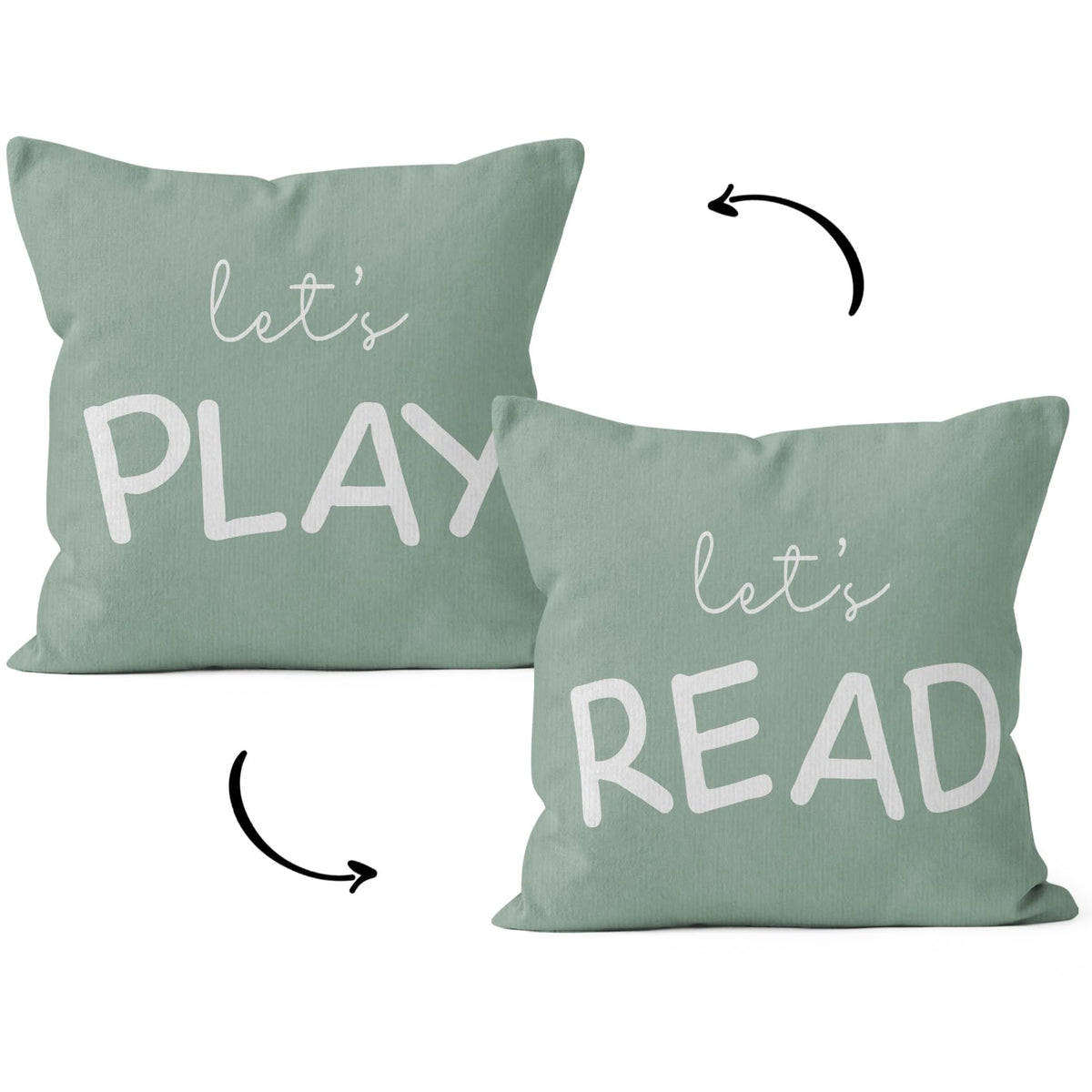 HIWX Kids Playroom Decor,Classroom Pillows Cover,Let's Read Play Decorative 18 x 18 Throw Pillow Cover,Lets Play Read Kids Reading Corner Room Playroom Nursery Decor Reversible Pillowcase(Green-2)