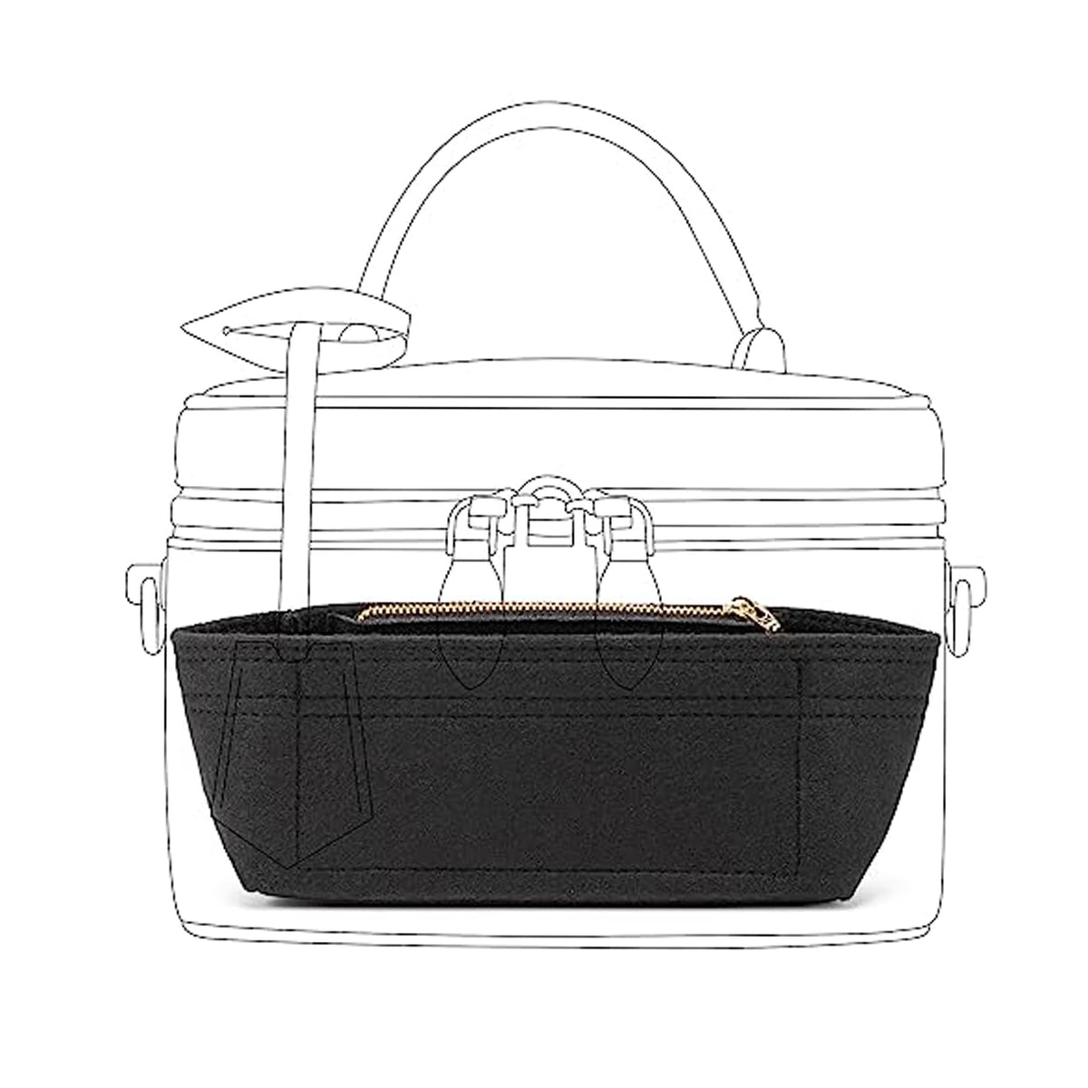 OAikor Purse Organizer Insert,Felt Bag Insert for Handbags & Tote,Divider Fit LV Vanity PM(Felt-Brown)