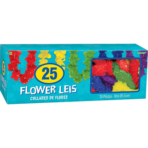 Vibrant Boxed Multi-Colored Fabric Leis - 36" (Pack of 25) - Durable, Comfortable & Reusable - Perfect for Hawaiian Luau Party