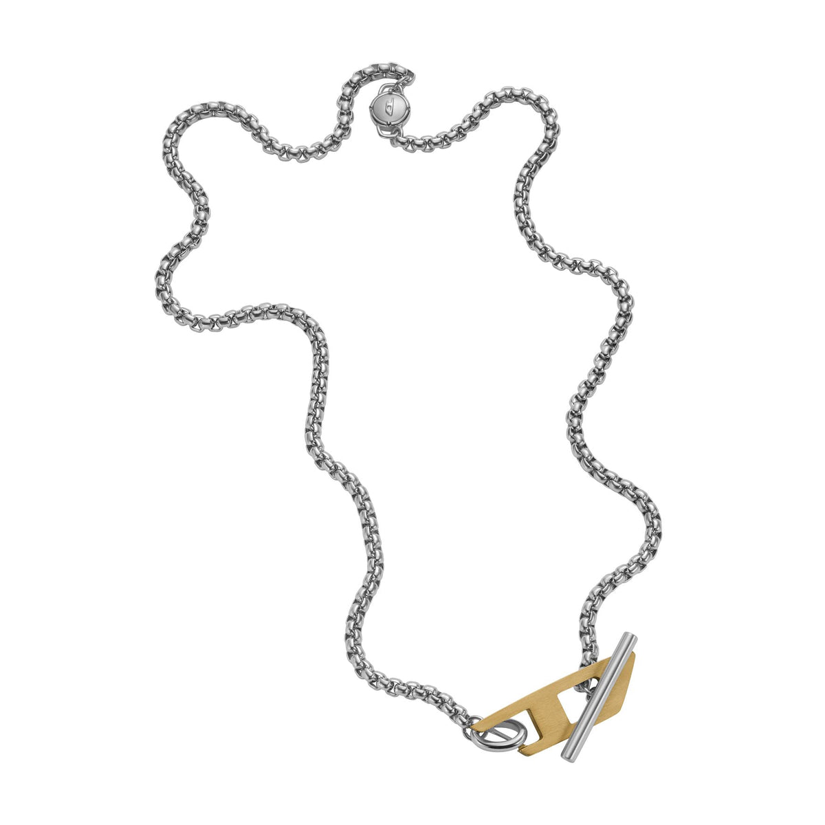 Diesel All-Gender Stainless Steel Choker Necklace, Color: Silver/Gold (Model: DX1378931)
