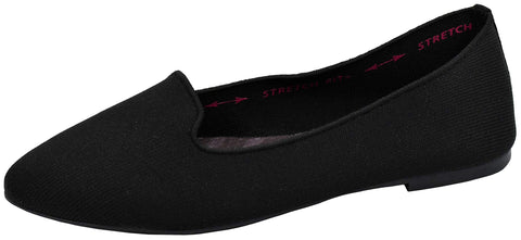 Skechers Women's Cleo-Sherlock-Engineered Knit Loafer Skimmer Ballet Flat Black/Black 9 Wide
