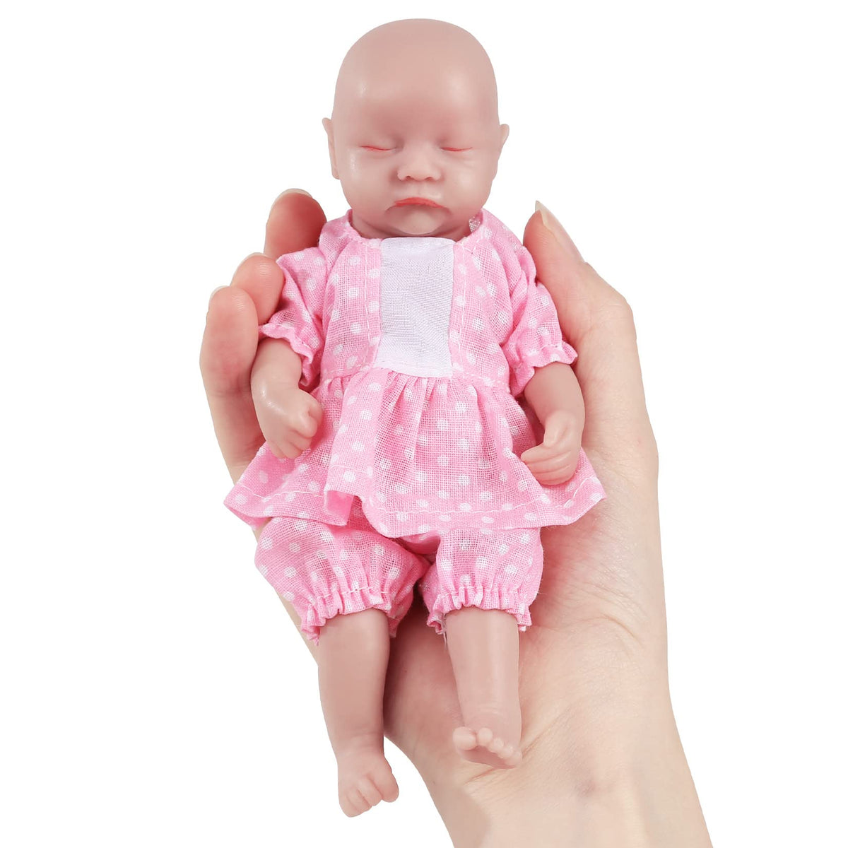 Vollence 6.5 inch Mini Sleeping Full Silicone Baby Dolls Girl,Not Vinyl Dolls,Silicone Miniature Tiny Baby Dolls for New Year Kid Gift
