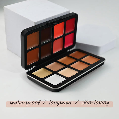 Joyeee 16 Color Cream Makeup Palette, Blush Concealer Highlighter Contour Palette, Multi-functional Makeup Palette with 8 Brushes, Face Make Up Gift for Women Girls