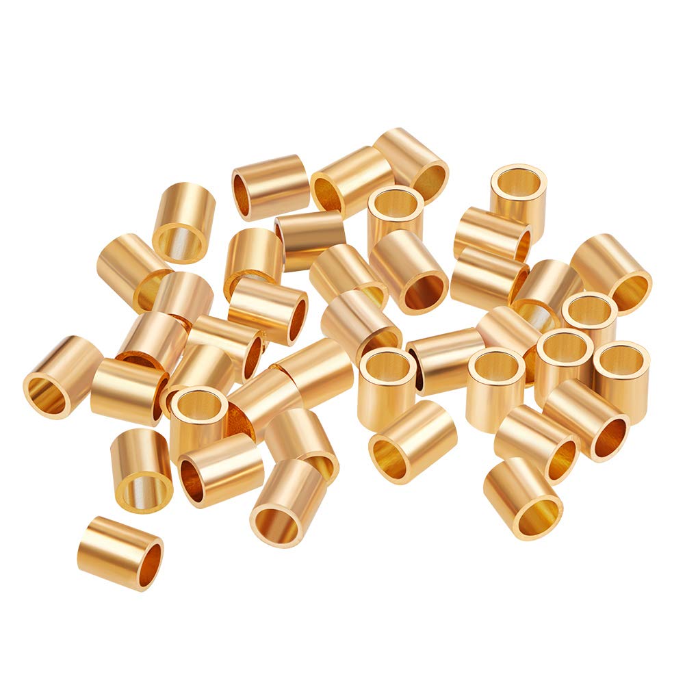 BENECREAT 60 PCS 18K Gold Plated Spacer Beads Metal Beads for DIY Jewelry Making Findings and Other Craft Work - 3.5x4mm, Coulum Shape