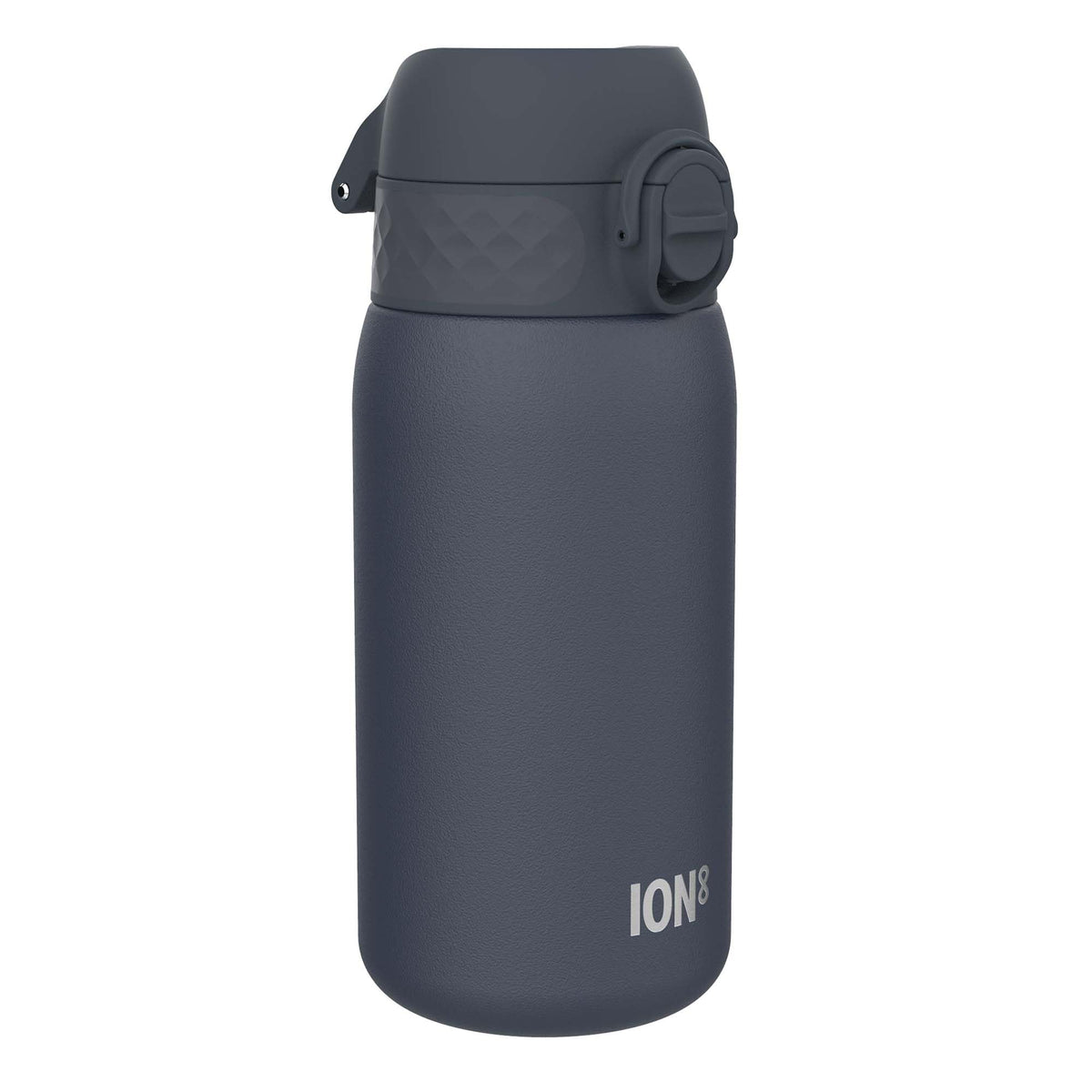 Ion8 Kids Water Bottle, Steel 400 ml/13 oz, Leak Proof, Easy to Open, Secure Lock, Dishwasher Safe, Hygienic Flip Cover, Carry Handle, Easy Clean, Durable, Scratch Resistant, Carbon Neutral, Navy Blue
