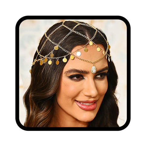 Fashband Sequins Head Chain Gold Tassel Hair Chain Bridal Headpieces Party Festival Hair Accessories for Women
